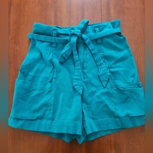 Teal Women's High Waisted Belted Shorts